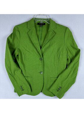 Talbots Blazer Jacket Two Button Front Women Medium Petite Green
